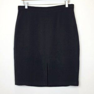 Ann Taylor Black Textured Front Slit Pencil Skirt, Size 12 Petite, EUC